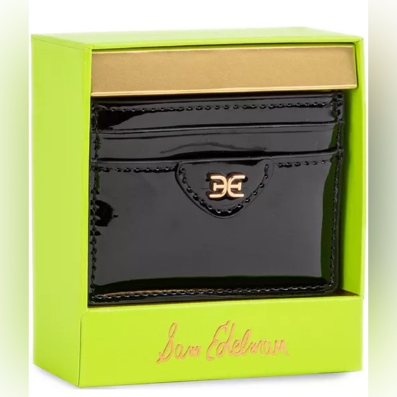 Sam Edelman Accessories - NIB! Sam Edelman Glossy Black Card Holder with Gold Tone Detail